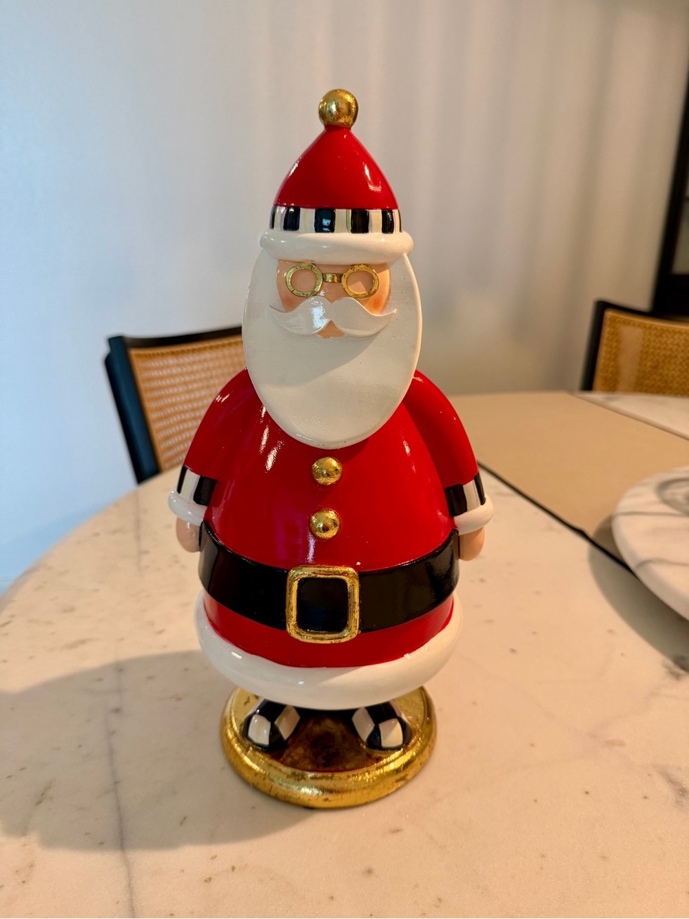 Mackenzie Childs Checkmate Mr. Claus Christmas Resin Statue